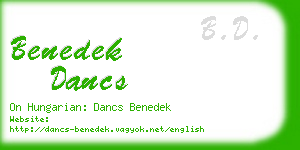 benedek dancs business card
